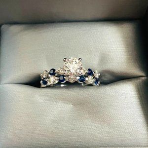 14k White gold, diamond, and sapphire wedding ring set (Zales)